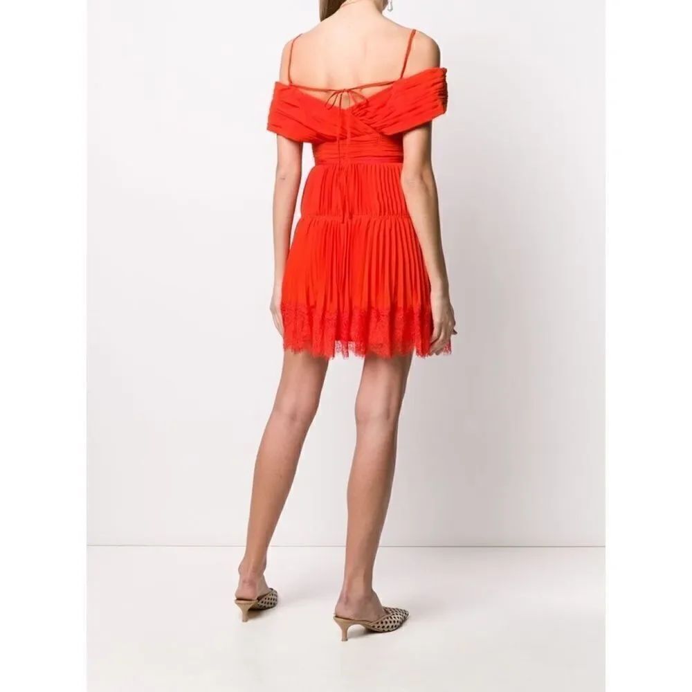 Self-Portrait Orange Off Shoulder Mini Dress - Picture 3 of 13